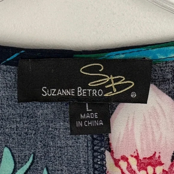 Suzanne Betro Tropical Floral Kimono Top | Boho Resort Layering Piece - Picture 4 of 8